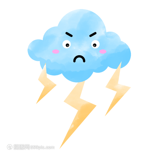 雷云打雷黄色生气卡通图片